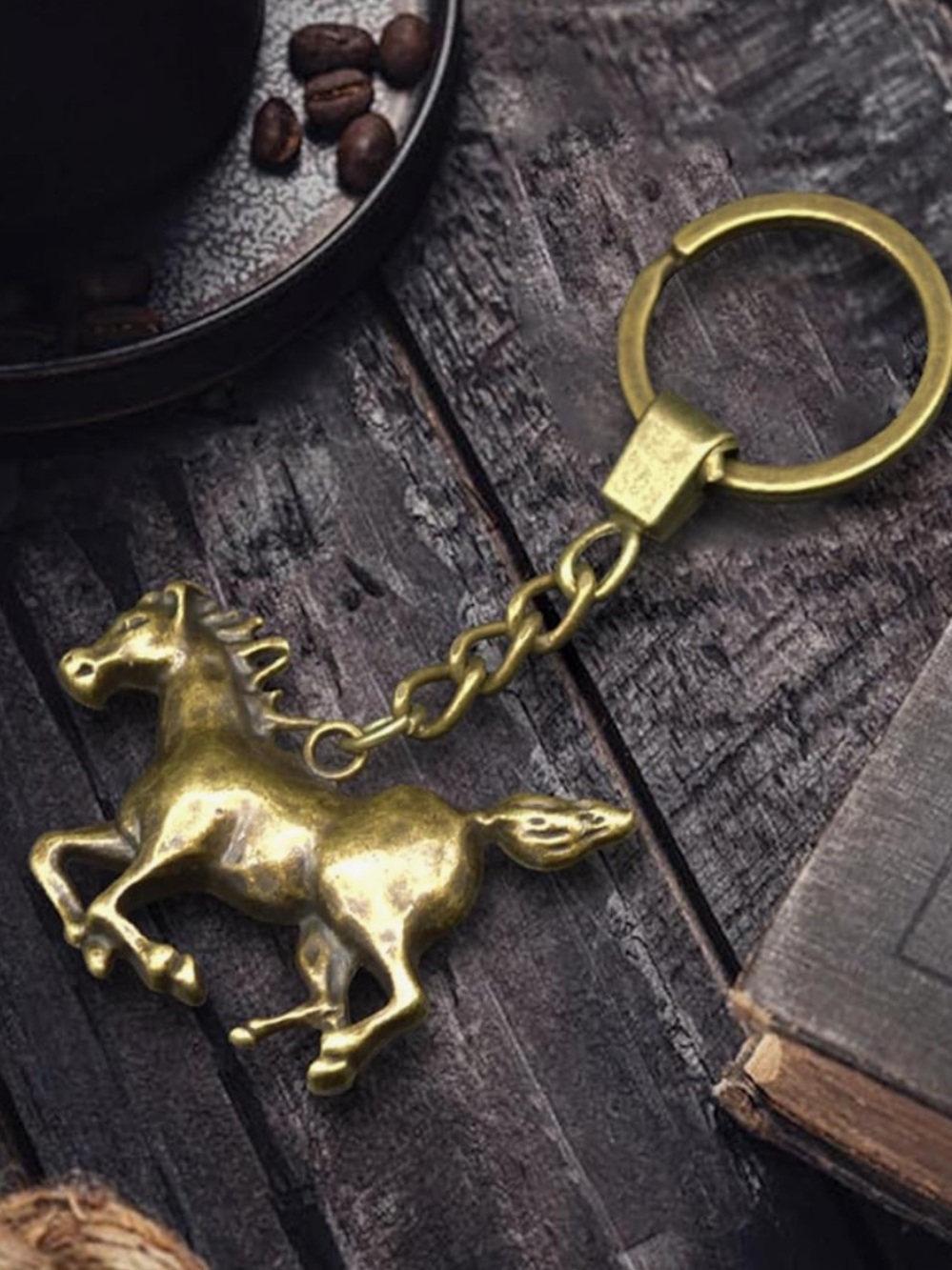 Chic Nation Brass Horse Keychain - Gold Finish